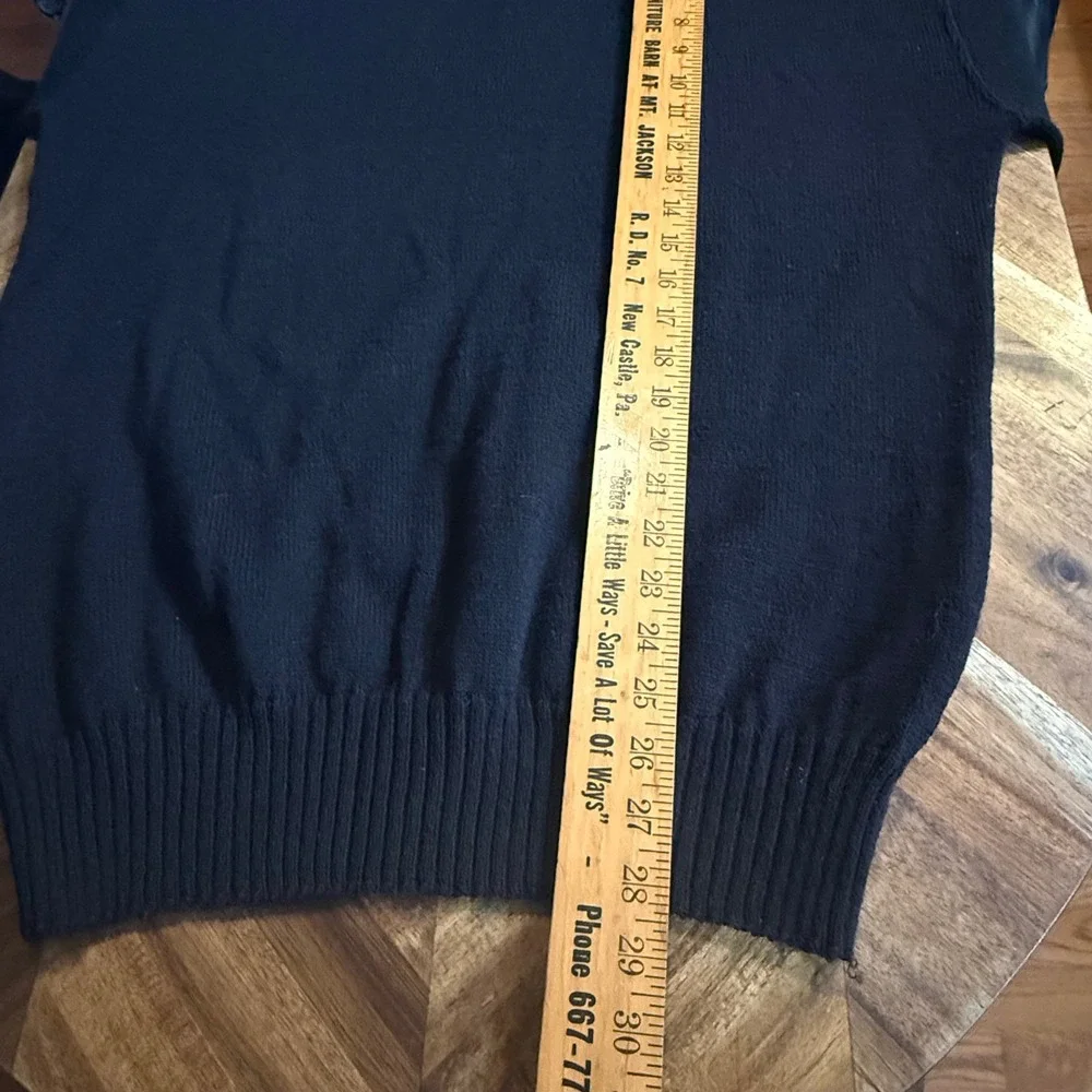 J. Peterman Sweater Mens XL Black Excellent 100% Wool Mock Neck Made in USA